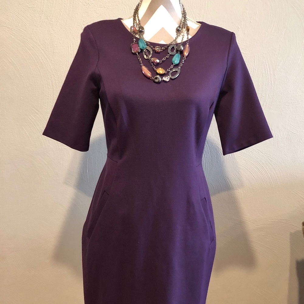Land’s End purple short-sleeved dress with pockets